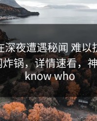 神秘人在深夜遭遇秘闻 难以抗拒，51爆料全网炸锅，详情速看，神秘人you know who