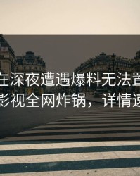 神秘人在深夜遭遇爆料无法置信，香蕉影视全网炸锅，详情速看