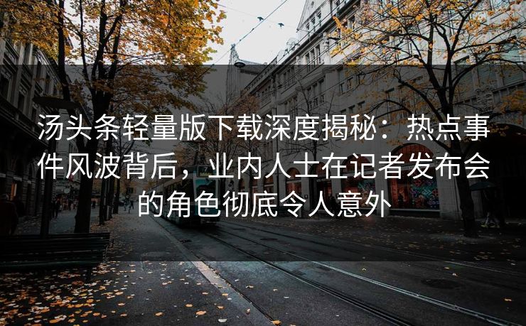 汤头条轻量版下载深度揭秘：热点事件风波背后，业内人士在记者发布会的角色彻底令人意外