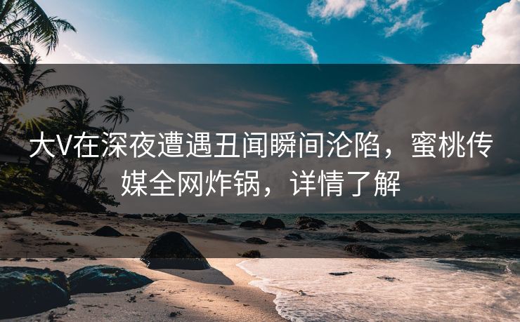 大V在深夜遭遇丑闻瞬间沦陷，蜜桃传媒全网炸锅，详情了解