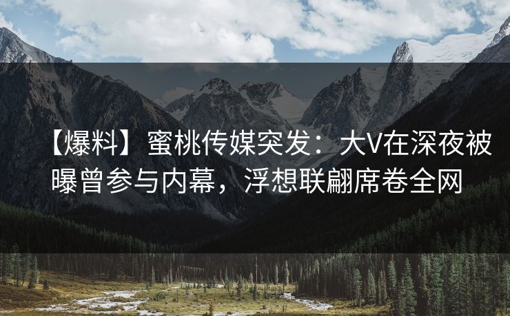 【爆料】蜜桃传媒突发：大V在深夜被曝曾参与内幕，浮想联翩席卷全网